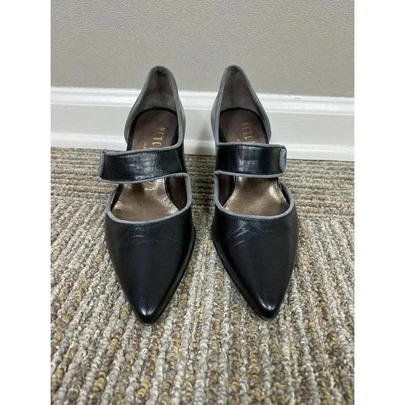 Peter Kent Vintage Black/Gray Mary Jane Button Vero Cudio 36.5 US 6.5 Excellent - Picture 2 of 15